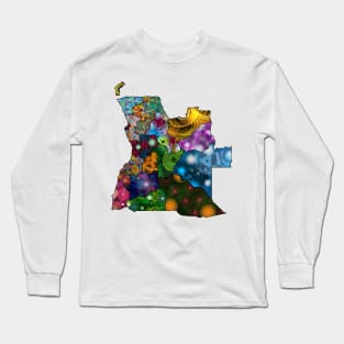 Spirograph Patterned Angola Province Map Long Sleeve T-Shirt